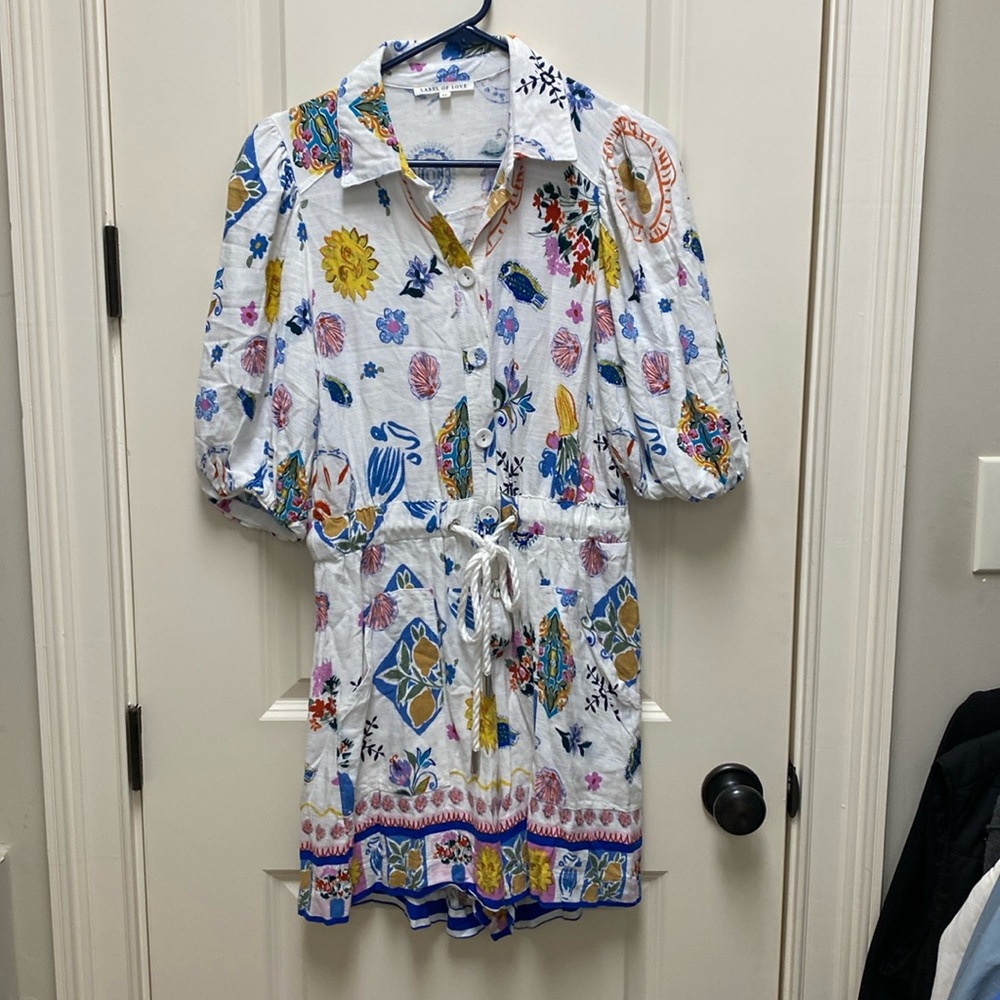 Label Of Love colorful linen romper Medium